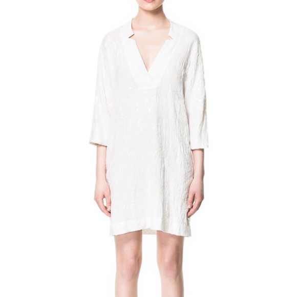Zara white sequined tunic dress - Picture 1 of 12